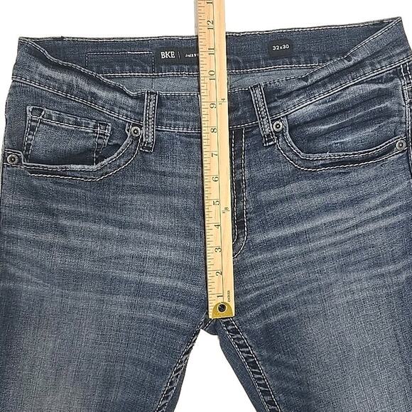 BKE Buckle Mens Jake Straight Jeans Sz 32x30 (32x28) Stretch Whiskered Denim - Picture 9 of 11